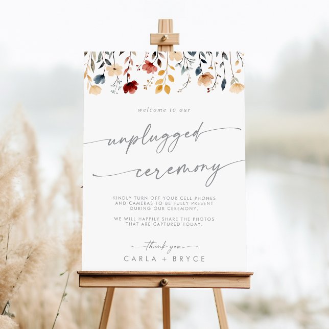 Whimsical Boho Wildflower Unplugged Ceremony Sign (Creator Uploaded)