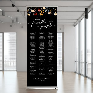 Whimsical Boho Wildflower Wedding Seating Chart  Retractable Banner