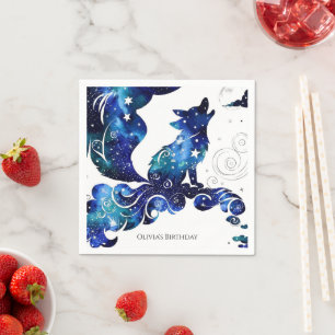 Whimsical Boho Wolf Birthday Napkins