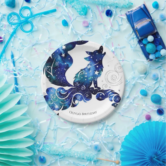 Whimsical Boho Wolf Birthday Paper Plates (Party)