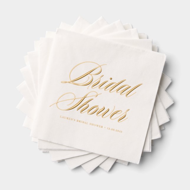 Whimsical Bold Calligraphy Bridal Shower Foil Napkins (Insitu (Stacked))