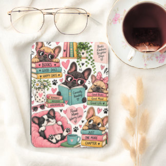 Whimsical Bookish Bulldog Kindle Cover