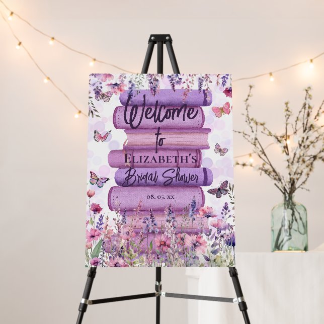 Whimsical Books Butterflies & Wildflowers Welcome Foam Board (In Situ (Stand))