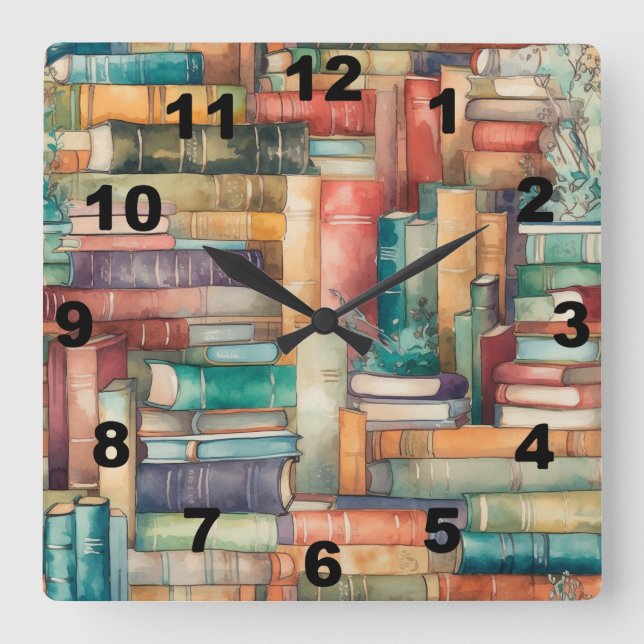 Whimsical Books Wall Clock (Front)
