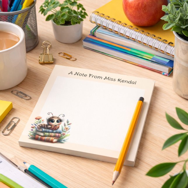 Whimsical Bookworm Peach Notepad (Creator Uploaded)