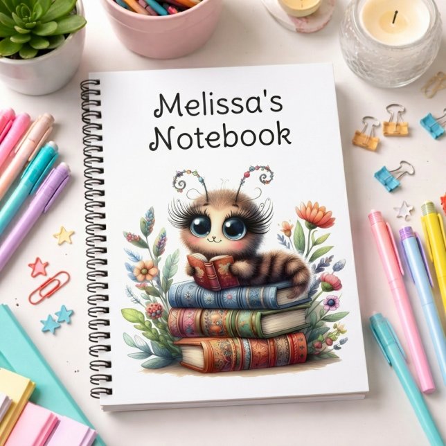 Whimsical Bookworm Spiral Notebook (Creator Uploaded)