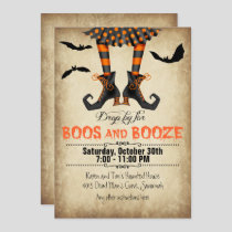 Whimsical Boos and Booze Halloween Party Invitation