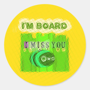 Whimsical Bored but Thinking of You Classic Round Sticker