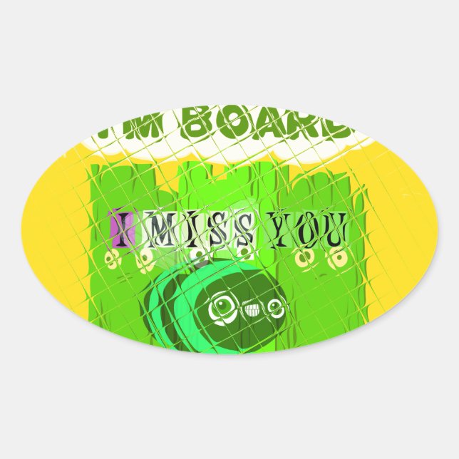 Whimsical Bored but Thinking of You Oval Sticker (Front)