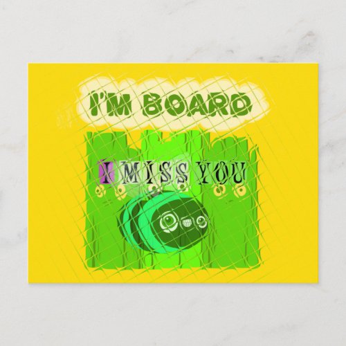 Whimsical Bored but Thinking of You Postcard