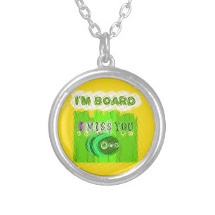 Whimsical Bored but Thinking of You Silver Plated Necklace