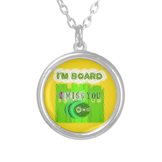 Whimsical Bored but Thinking of You Silver Plated Necklace (Front)