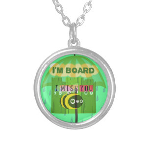 Whimsical Bored but Thinking of You Silver Plated Necklace