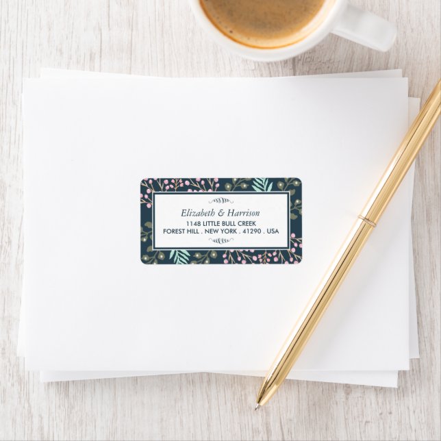 Whimsical Botanical Berry Wedding Label (Insitu)