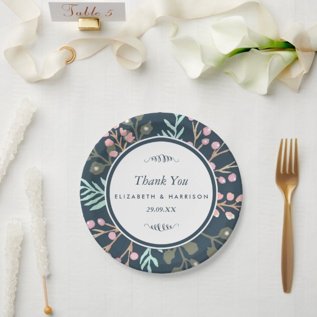 Whimsical Botanical Berry Wedding Paper Plates (Wedding)