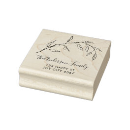 Whimsical Botanical Branch Return Address Family Rubber Stamp