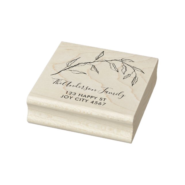 Whimsical Botanical Branch Return Address Family Rubber Stamp (Stamp)
