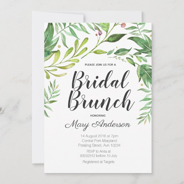 Whimsical Botanical Bridal Shower Invitation (Front)