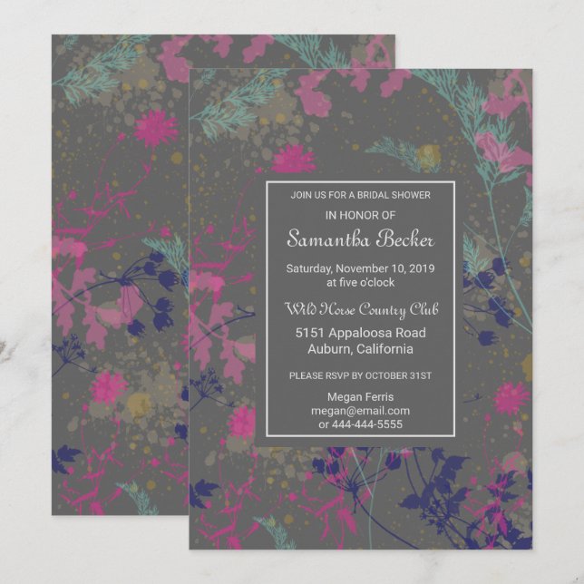 Whimsical Botanical Bridal Shower Invitation (Front/Back)