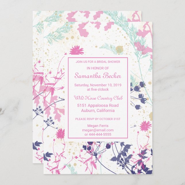 Whimsical Botanical Bridal Shower Invitation (Front/Back)