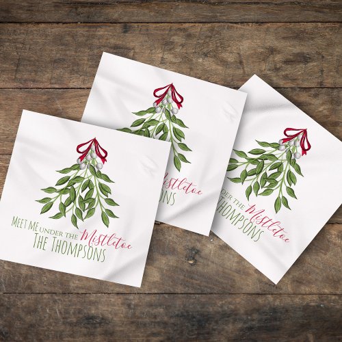 Whimsical Botanical Christmas Elegant Nature Name Napkins