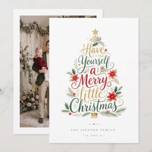 Whimsical Botanical Christmas Tree Photo TMF26 Holiday Card