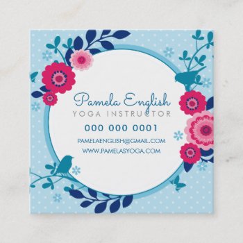Whimsical Botanical Floral Nature Winter Colors Square Business Card by edgeplus at Zazzle