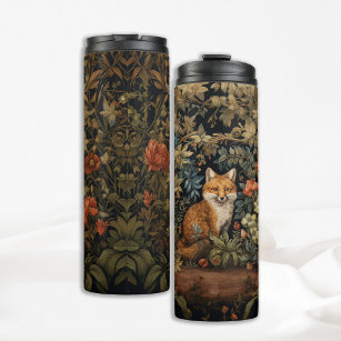 Whimsical Botanical Fox in the Forest Art Nouveau Thermal Tumbler