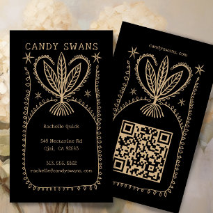 Whimsical Botanical Frame Unique Boho Custom QR Business Card