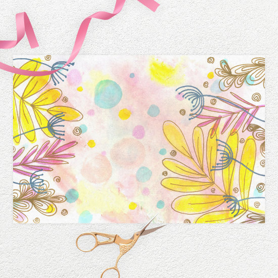 Whimsical Botanical Line Art Pastel Watercolor 