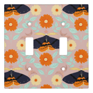 Whimsical Botanical Moth Collection Cozy Art Light Switch Cover