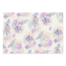 Whimsical Botanical Pastel Wrapping Paper Sheets