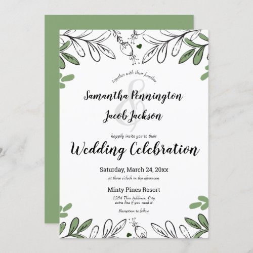 Whimsical Botanical Wedding Celebration Invitation