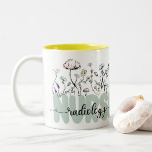 Whimsical Botanical Wild Flowers Radiology Nurse Two-Tone Coffee Mug