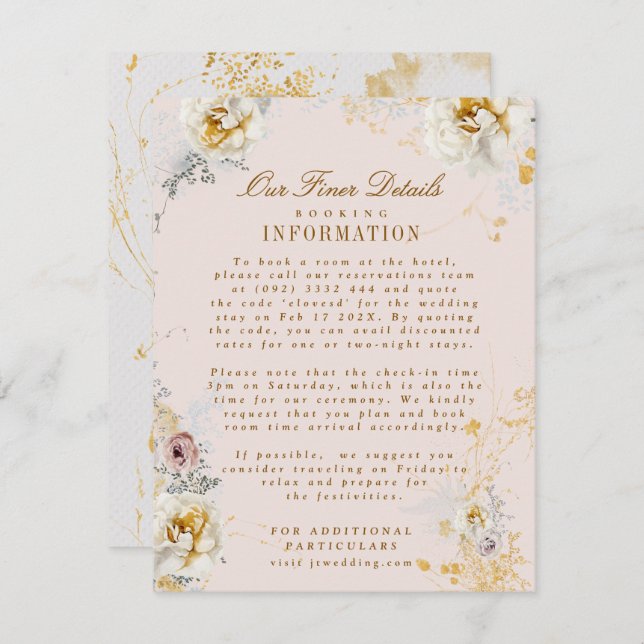 whimsical botanical wreath wedding boho details enclosure card (Front/Back)