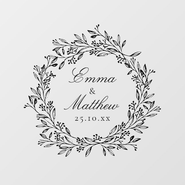 Whimsical Botanical Wreath Wedding Floor Decal (Front)