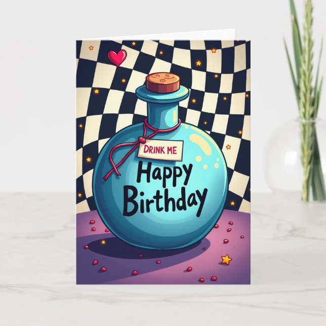 Whimsical Bottle Birthday Card (Front)
