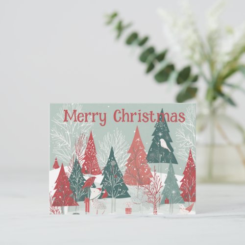 Whimsical Boughs Christmas Card Custom Christmas  Holiday Postcard