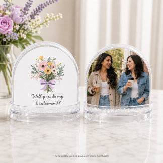 Whimsical Bouquet Photo Bridesmaid Proposal Snow Globe