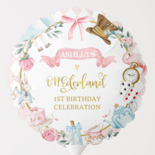 Whimsical Bow Alice Onederland 1st Birthday Balloon
