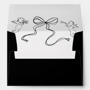 Whimsical Bow Black Wedding Envelope