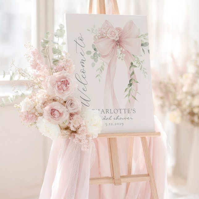Whimsical Bow Bridal Shower Welcome Foam Board (Creator Uploaded)