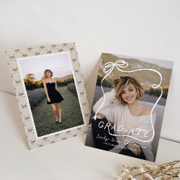 Whimsical Bow Frame Overlay Graduation Invitation