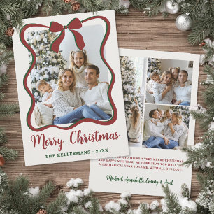 Whimsical Bow Frame Photo Merry Christmas Holiday Card