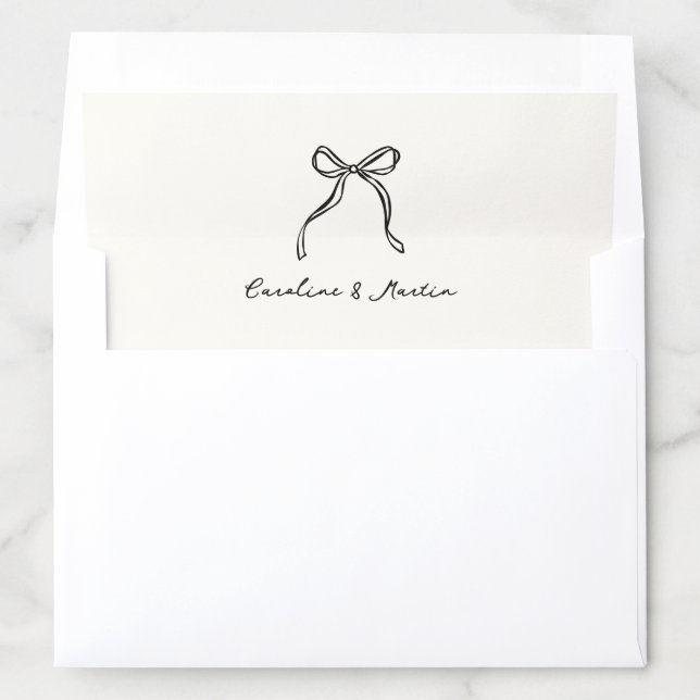 Whimsical bow, hand drawn  wedding envelope liner (In Envelope)
