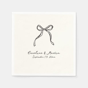 Whimsical bow, hand drawn  wedding napkins