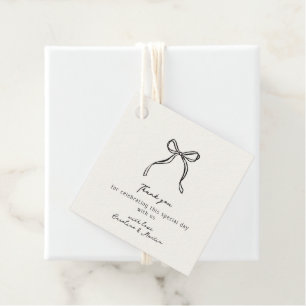 Whimsical bow, hand drawn wedding thank you  favor tags