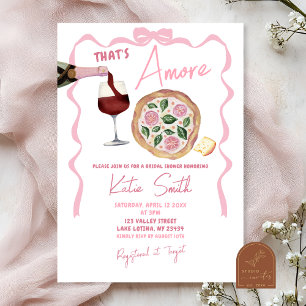 Whimsical Bow Italian Wine and Pizza That's Amore Invitation