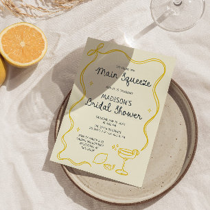 Whimsical Bow Lemon Main Squeeze Bridal Shower Invitation