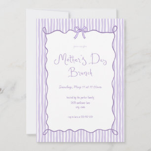 Whimsical Bow Lilac Mother's Day Brunch Invitation